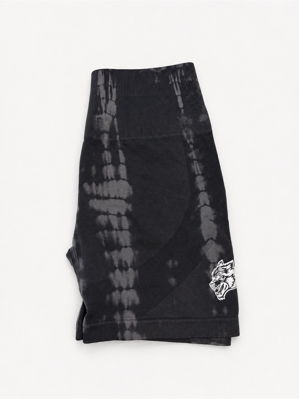 Darc Sport Black Tie-Dye Athletic Shorts with White Wolf Logo